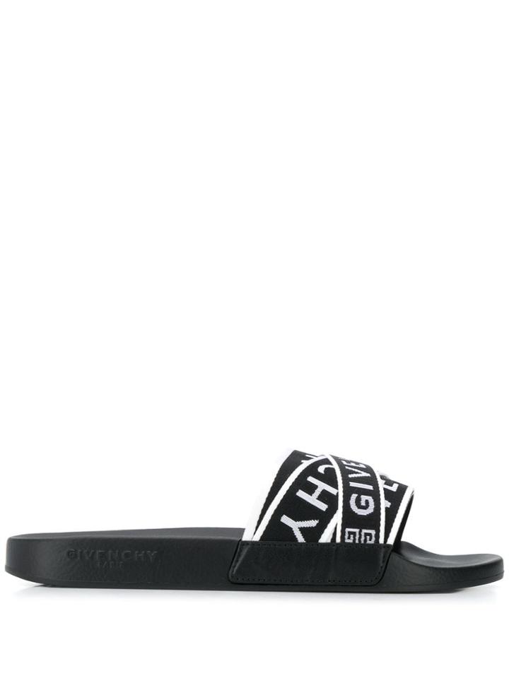 Givenchy Logo Strap Slides - Black
