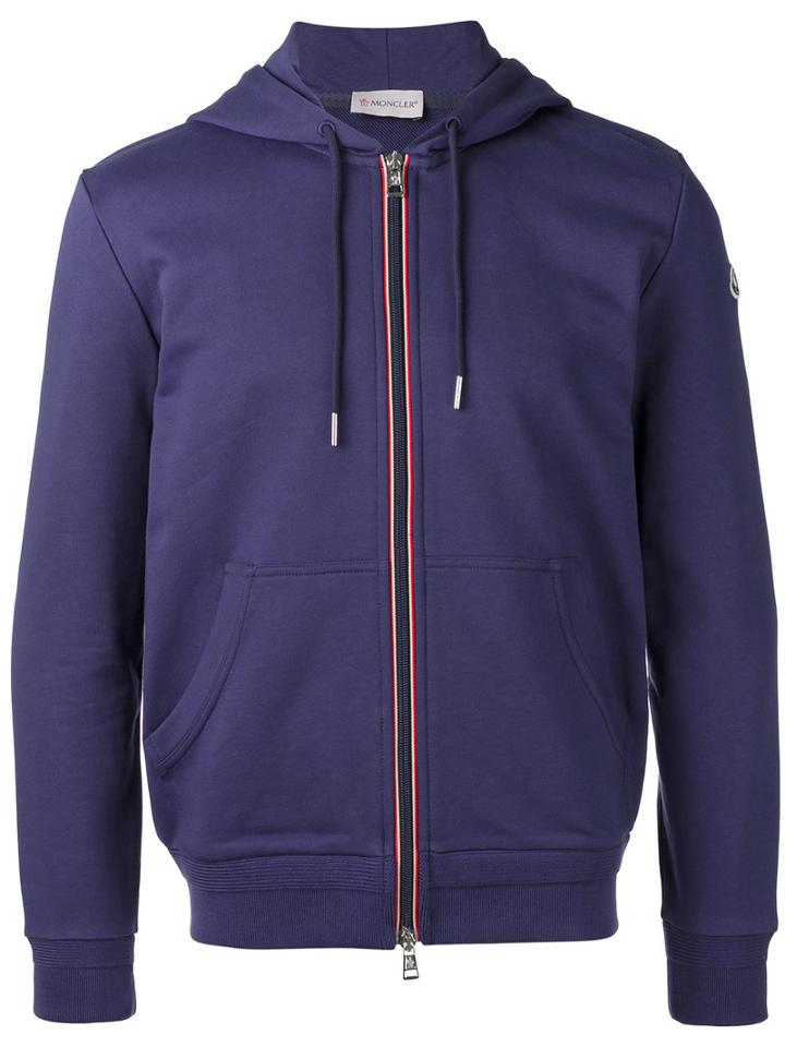 Moncler Zip Hoodie, Men's, Size: Xl, Blue, Cotton