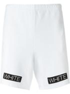 Off-white Stripe Print Track Shorts, Men's, Size: Large, White, Cotton