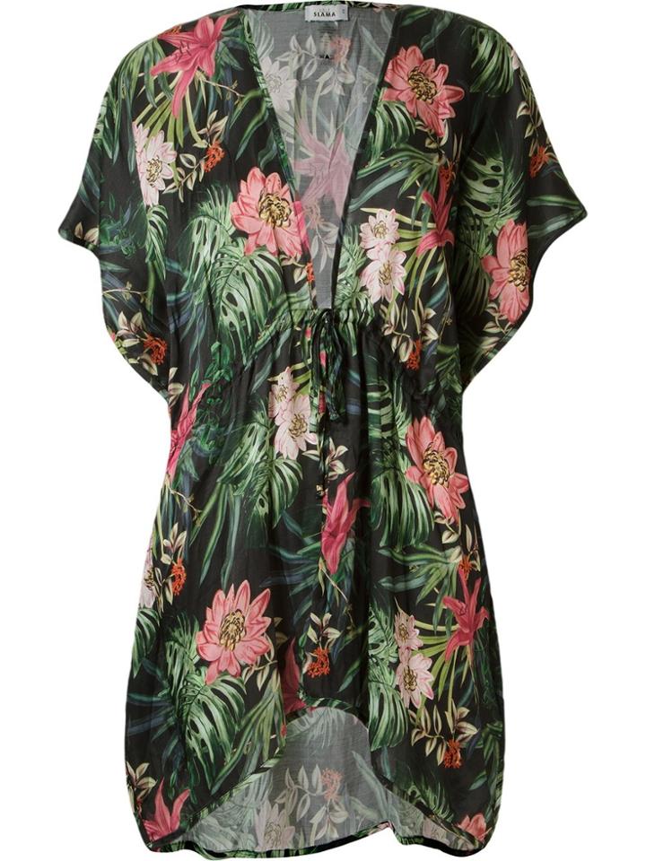 Amir Slama Floral Print Beach Dress - Green