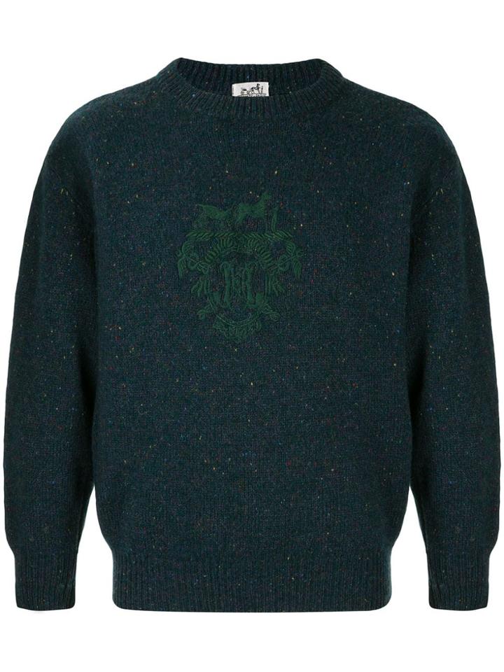 Hermès Pre-owned Logo Embroidered Jumper - Green