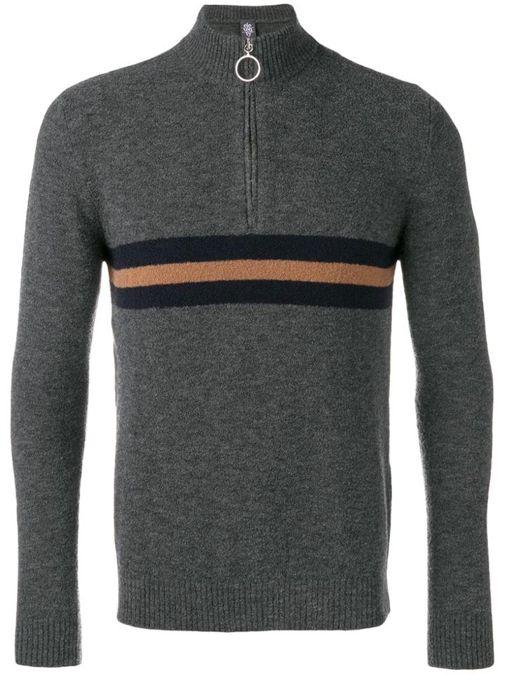 Eleventy Zipped Collar Sweater - Grey