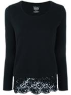 Majestic Filatures Lace Detailing Jumper, Women's, Size: 2, Black, Silk/cotton/cashmere