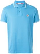 Moncler Stripe Collar Polo-shirt, Men's, Size: Large, Blue, Cotton