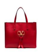 Valentino Valentino Garavani Large Vring Leather Tote Bag - Red