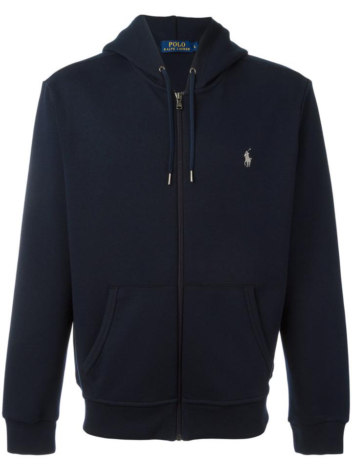 Polo Ralph Lauren Kangaroo Pocket Zipped Hoodie, Men's, Size: Medium, Blue, Cotton/polyester/spandex/elastane