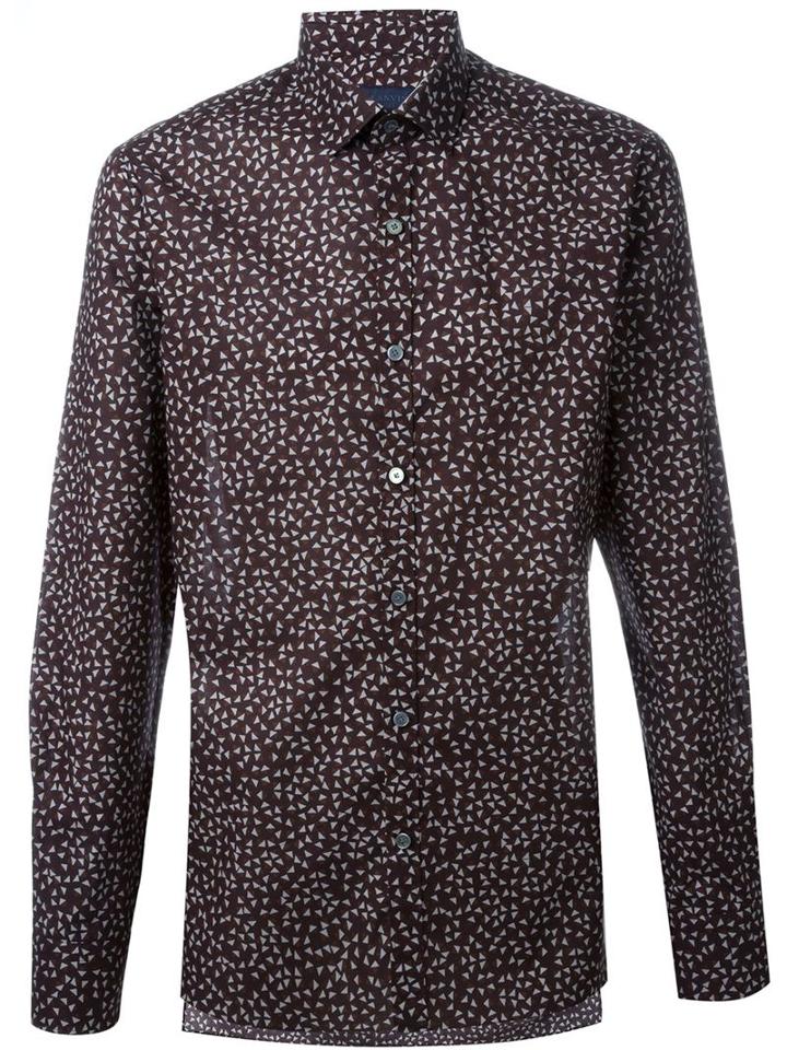 Lanvin Printed Shirt, Men's, Size: 43, Brown, Cotton