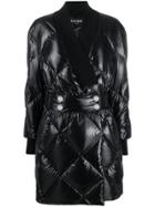 Balmain Quilted Patent Coat - Black