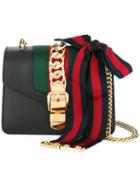 Gucci Lace Detailing Shoulder Bag, Women's, Black, Calf Leather/cotton/brass