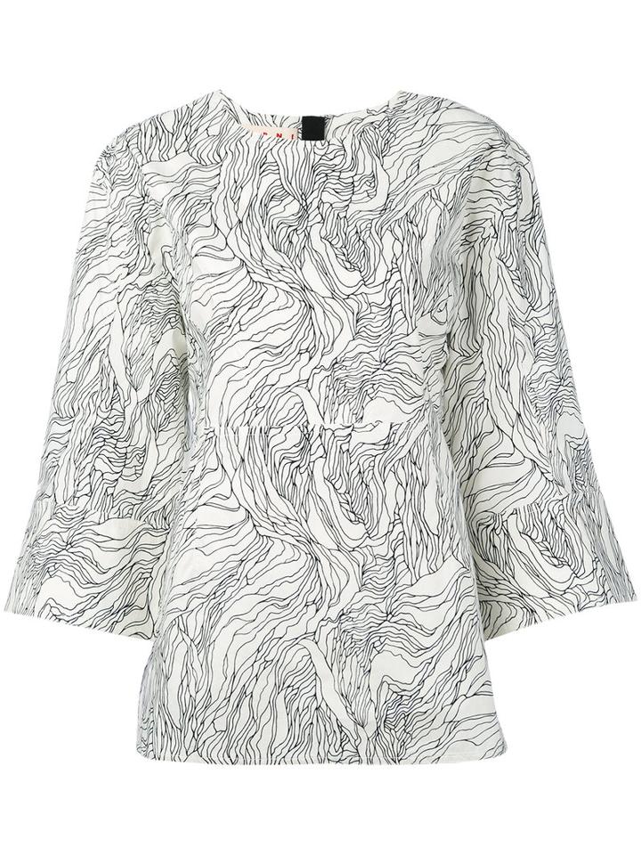 Marni - Beardsley Printed Blouse - Women - Cotton - 44, Women's, White, Cotton