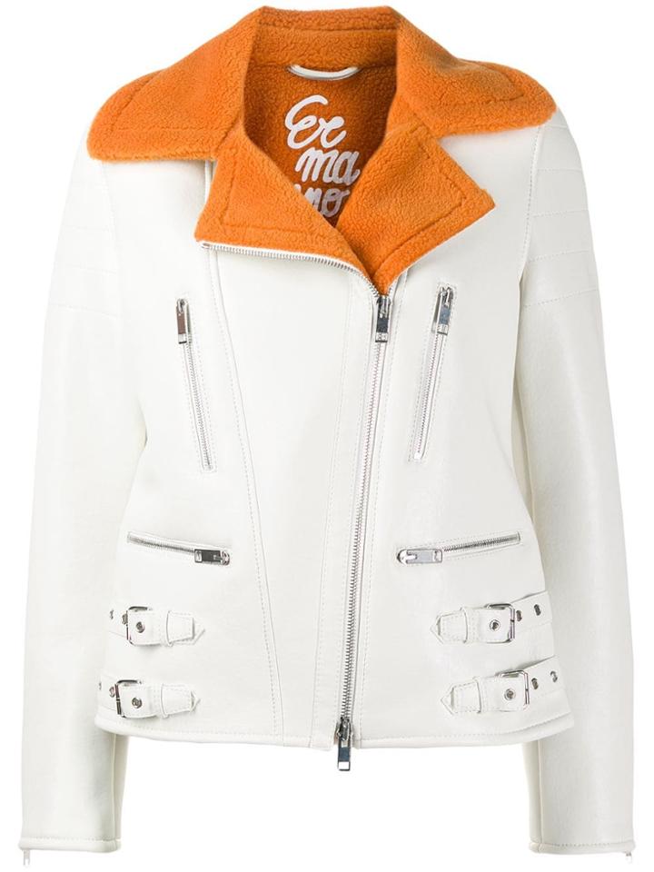 Ermanno Scervino Fur-trimmed Biker Jacket - White