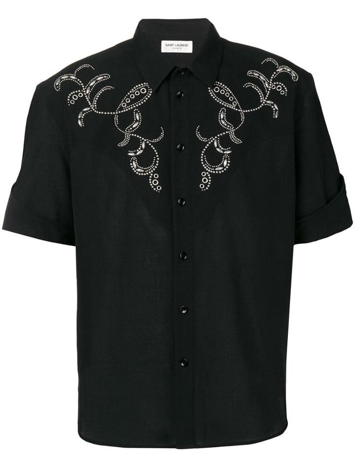 Saint Laurent Western-style Embroidered Shirt - Black