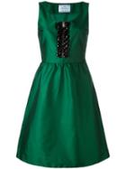 Prada Embellished Dress, Women's, Size: 42, Green, Silk/polyamide/polyester/glass