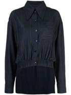 Tibi Twill Stripe Double Layer Shirt Jacket - Blue