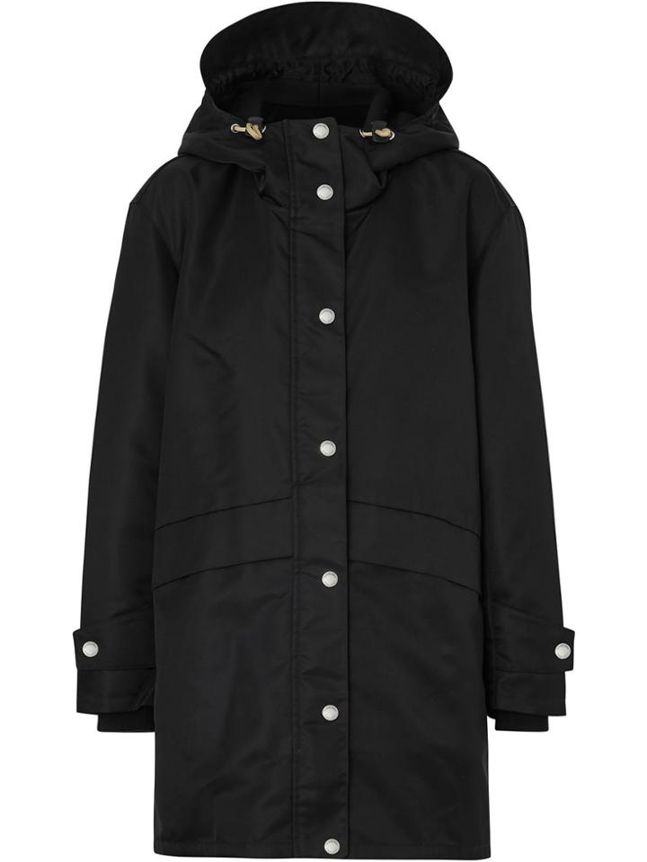 Burberry Logo Printed Parka Jacket - Black