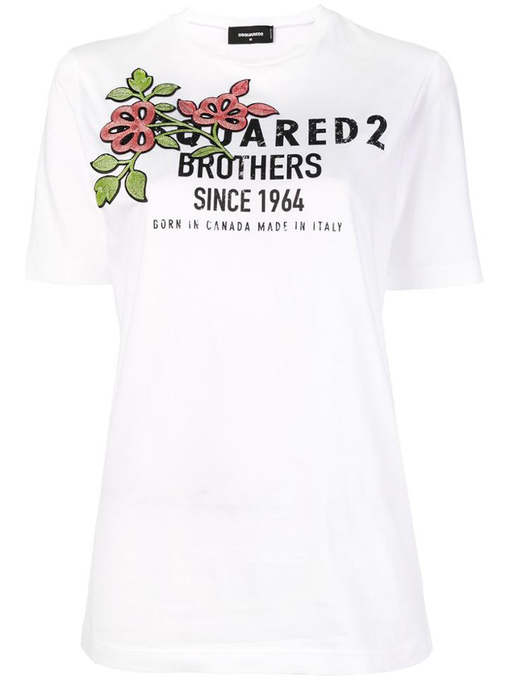 Dsquared2 Flower Logo Print T-shirt - White