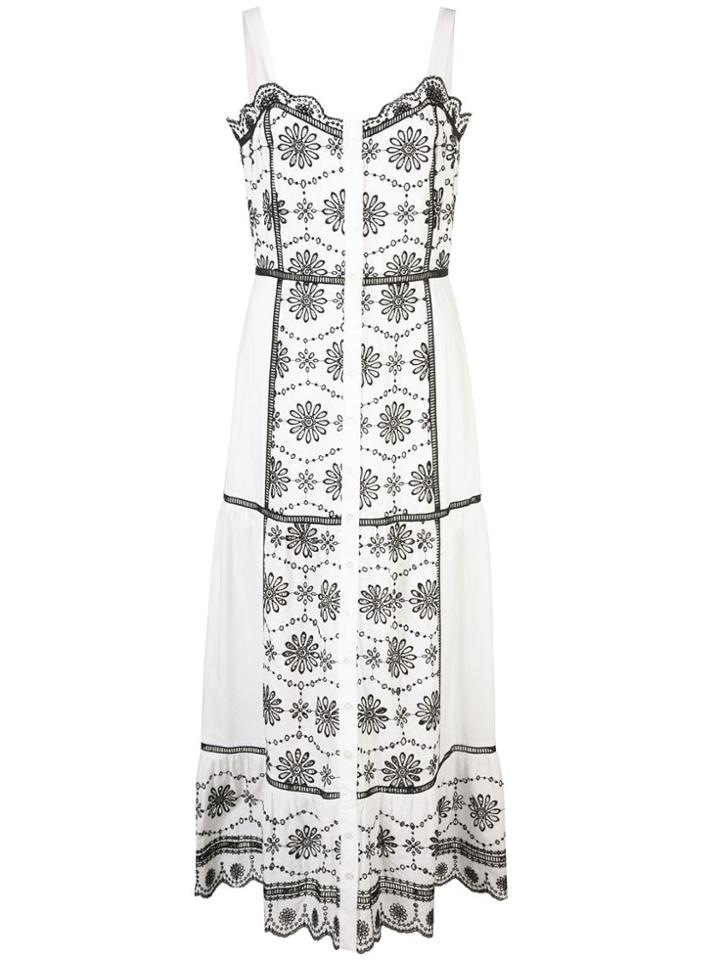 Veronica Beard Embroidered Midi Dress - White
