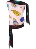 Emilio Pucci Asymmetric Printed One Shoulder Top, Women's, Size: 42, Pink/purple, Silk