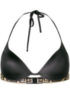 Versace Greek Key Trim Bikini Top - Black