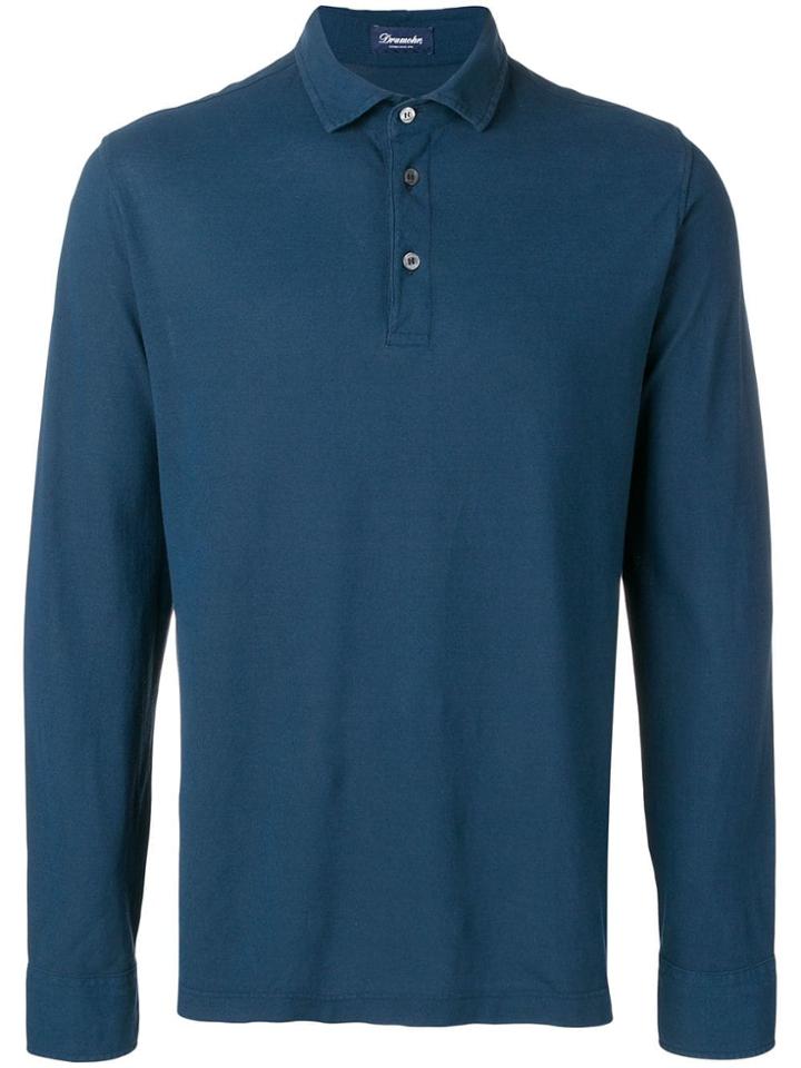 Drumohr Long-sleeved Polo Shirt - Blue