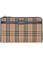 Burberry 1983 Check And Leather Travel Wallet - Blue