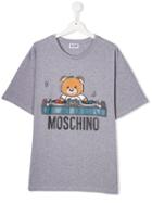 Moschino Kids Teen Dj Toy Bear Print T-shirt - Grey