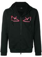 Fendi Appliqué Zipped Hoodie - Black