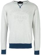 Armani Jeans Contrast Hem Sweater, Men's, Size: Xl, Grey, Cotton