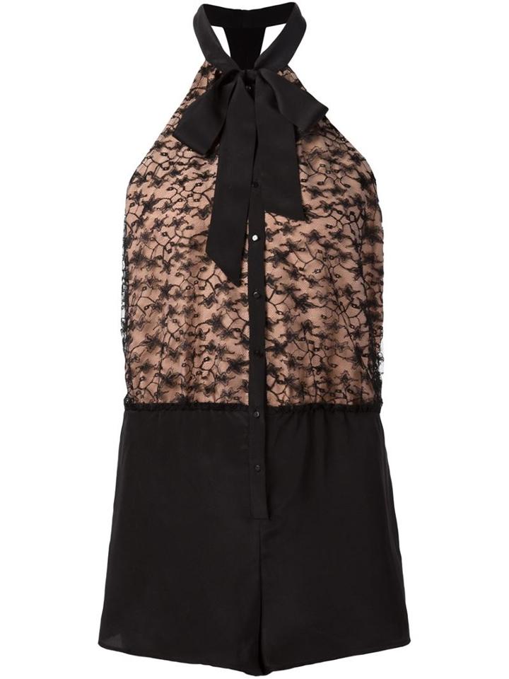 Fleur Du Mal Lace Halter Neck Body, Women's, Size: S, Black, Silk/polyamide