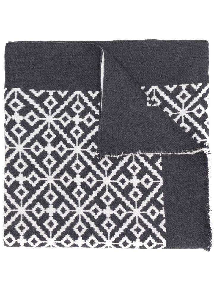 Versace - Patterned Intarsia Scarf - Men - Silk/wool/virgin Wool - One Size, Grey, Silk/wool/virgin Wool