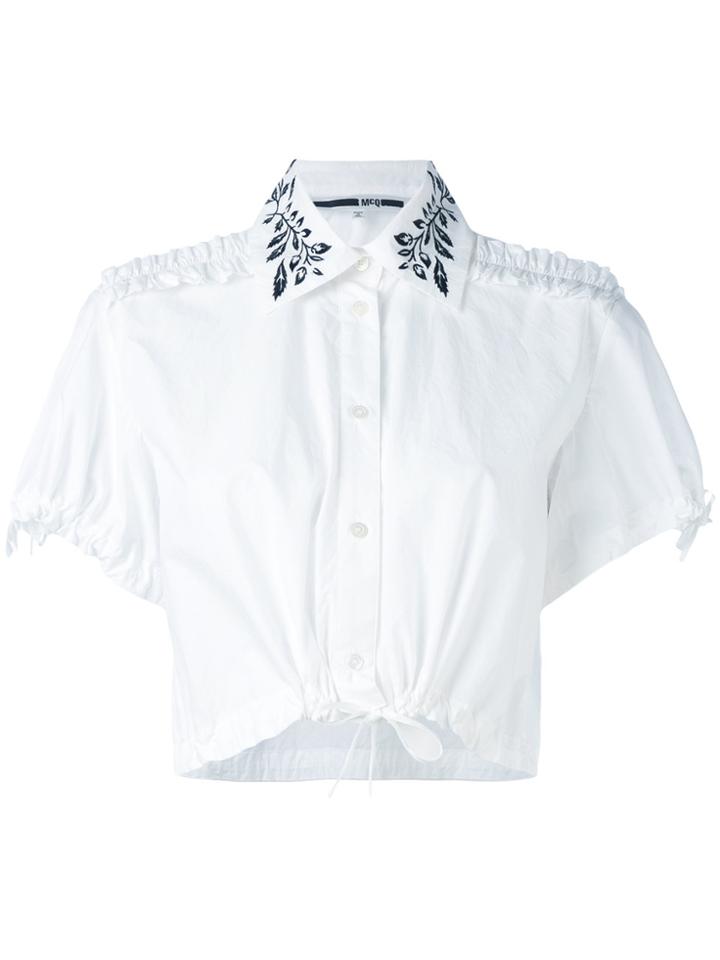 Mcq Alexander Mcqueen Drawstring Crop Top - White