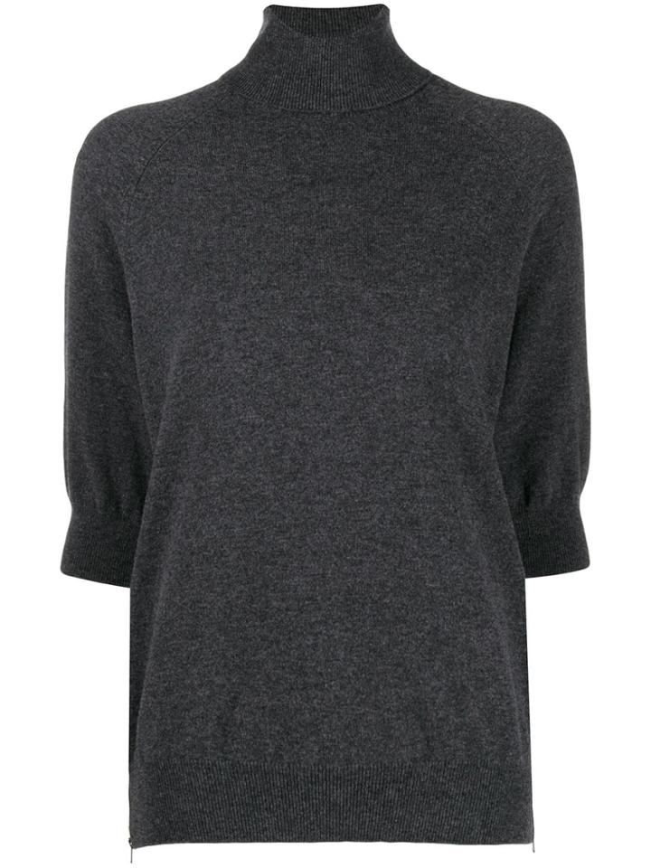 Mrz Turtle-neck Short Sleeve Top - Grey