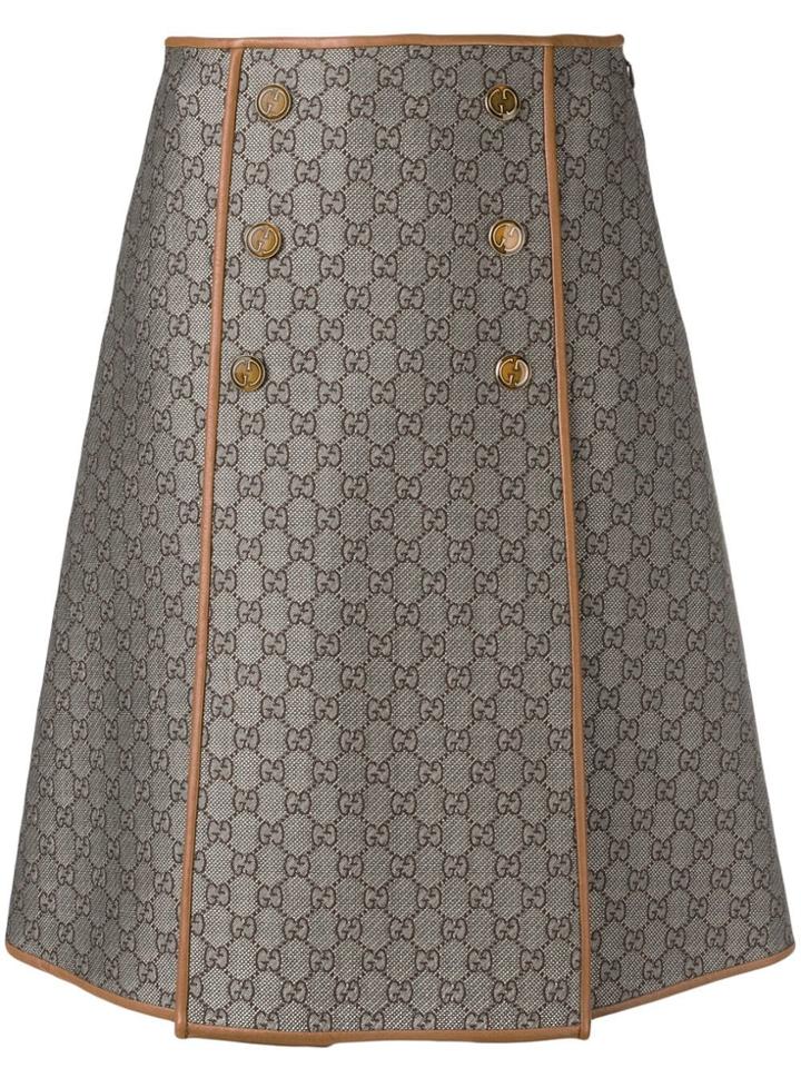 Gucci Gg Pattern A-line Skirt - Brown
