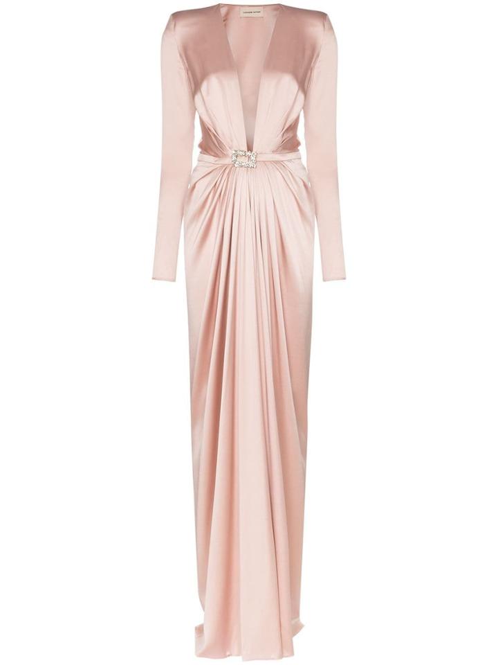 Alexandre Vauthier Ruched Belted Silk Gown - Pink