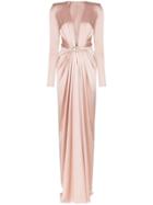 Alexandre Vauthier Ruched Belted Silk Gown - Pink