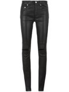 Saint Laurent Busted Knee Leather Trousers - Black