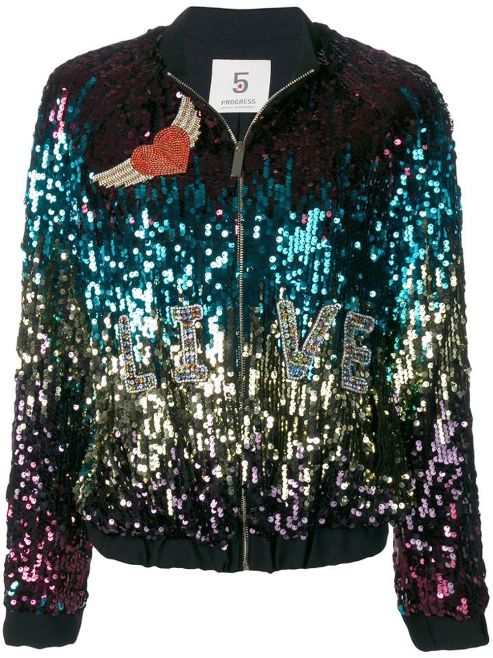 5 Progress Sequined Bomber Jacket - Black