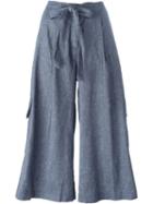 Ymc Belted Palazzo Pants, Women's, Size: 10, Blue, Linen/flax/cotton