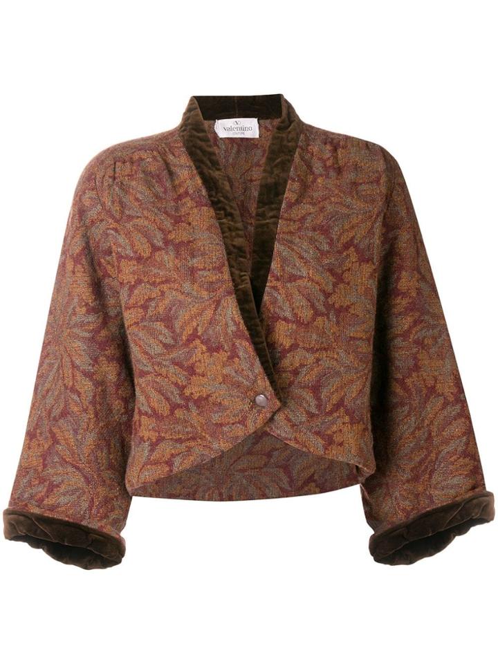 Valentino Vintage 1980's Floral Cropped Jacket - Brown