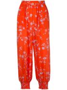 Nicholas Poppy Print Cropped Trousers - Red