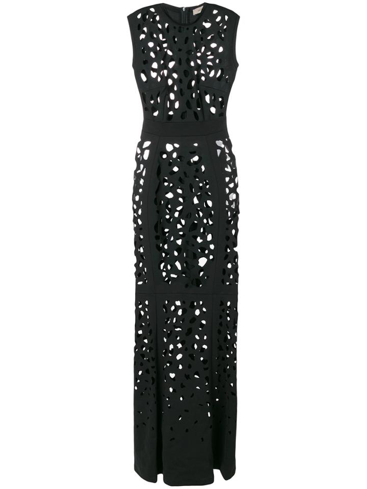 Murmur Cut-detail Flared Maxi Dress - Black