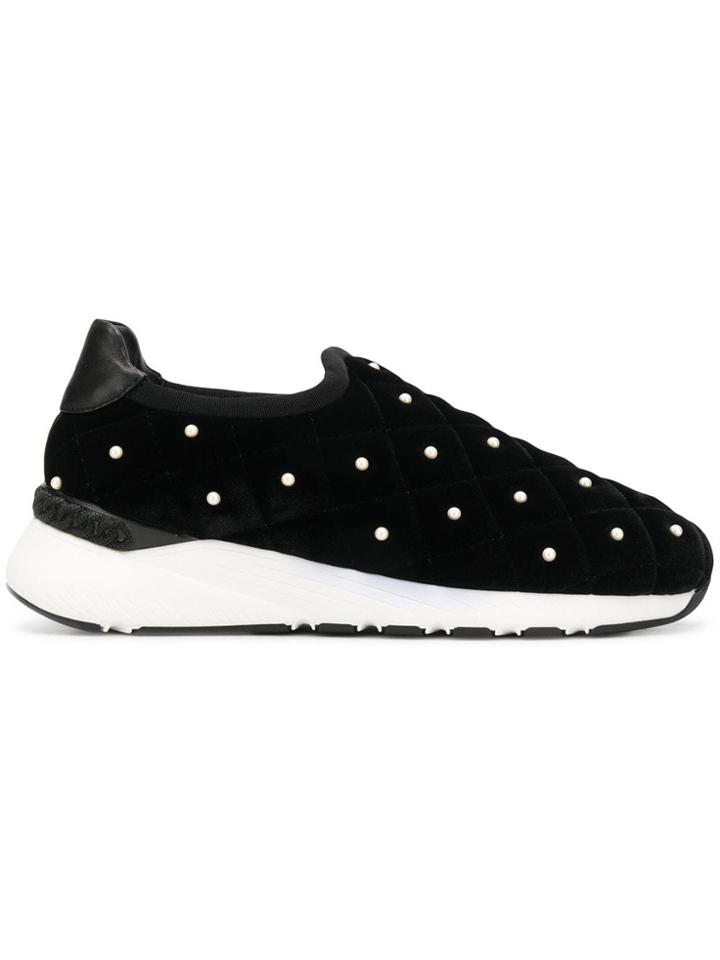 Casadei Pearls Embellished Sneakers - Black