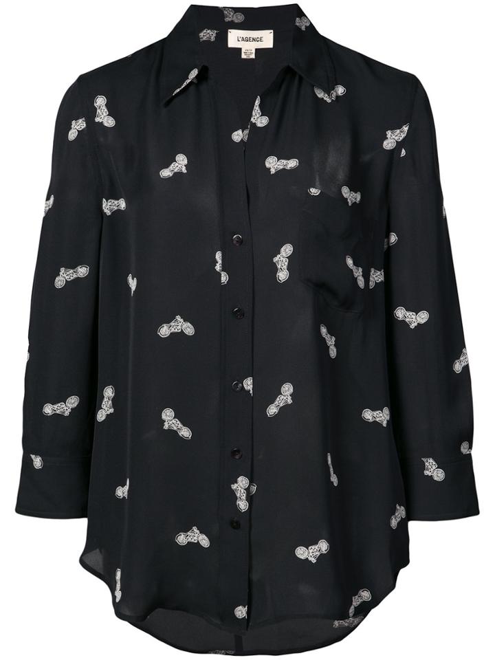 L'agence Motorbike Print Shirt - Black