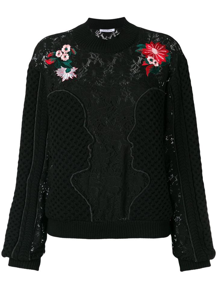 Vivetta Embroidered Lace Jumper - Black