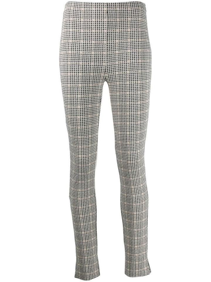 Patrizia Pepe Skinny Fit Checked Trousers - Black