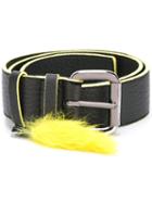 Orciani Pom Pom Belt, Women's, Size: 90, Black, Leather/brass/rabbit Fur