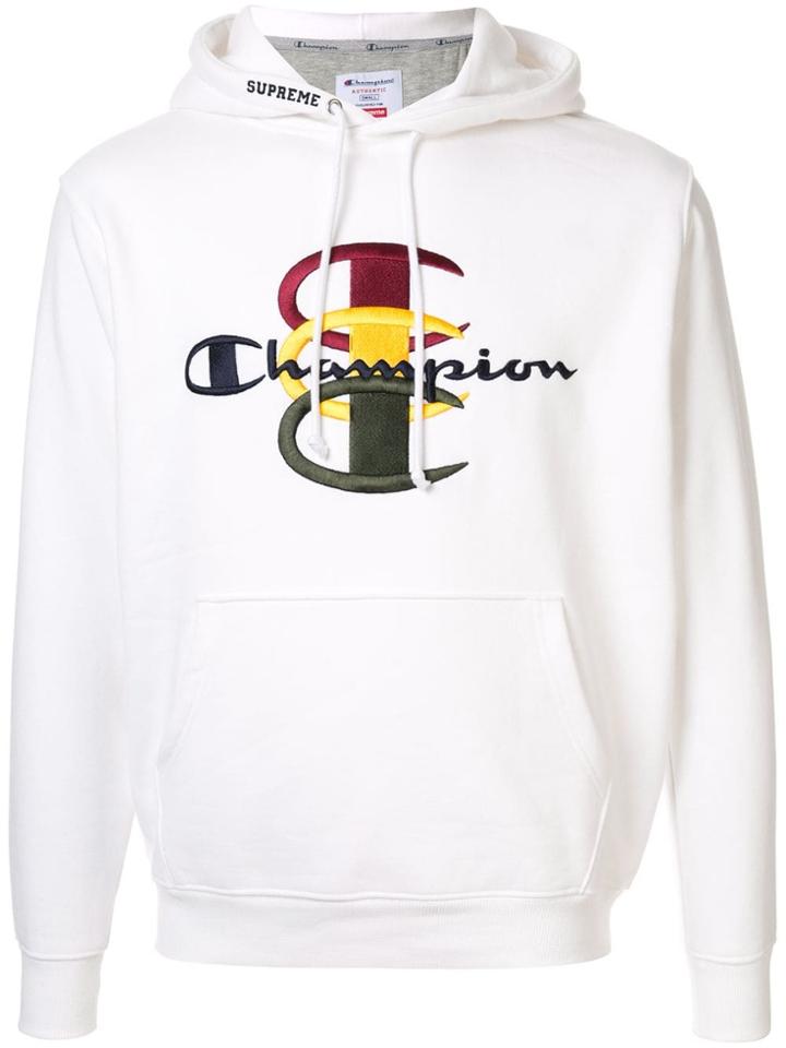 Supreme Champion Stacked Hooded Sweatshirt - White