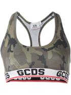 Gcds Camouflage Running Logo Top, Women's, Size: Large, Green, Polyester/cotton