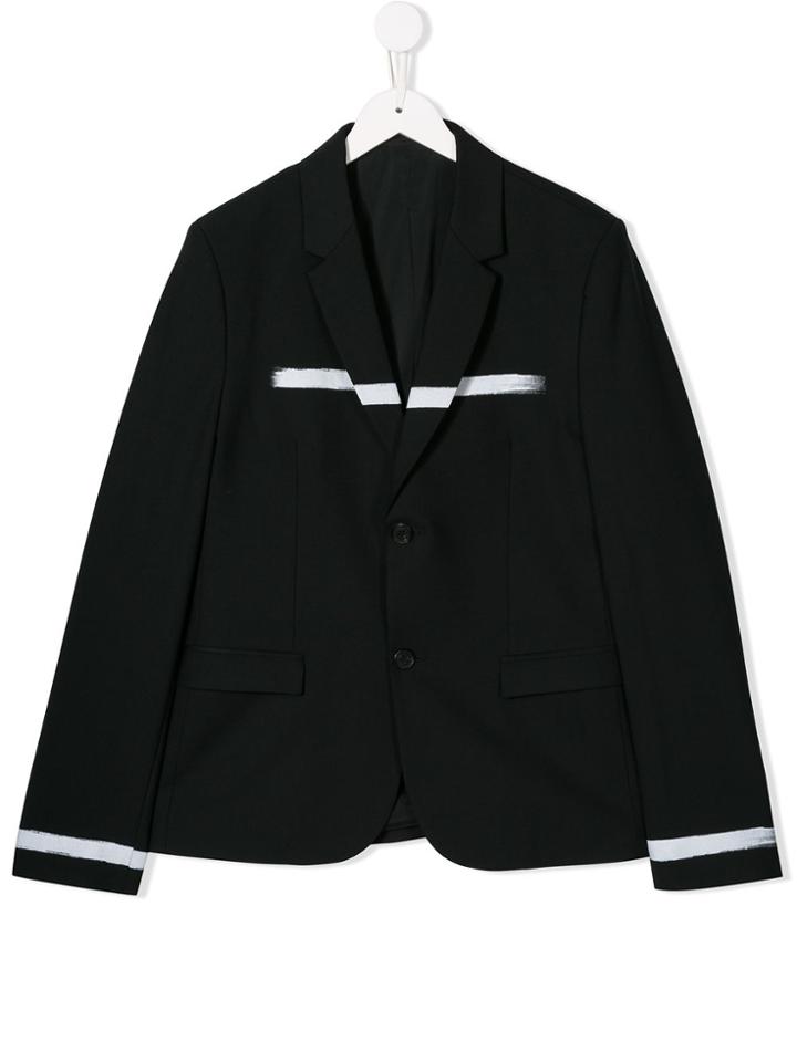 Neil Barrett Kids Contrast Stripe Blazer - Black