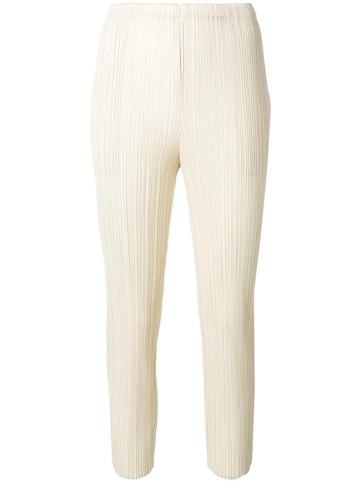 Pleats Please By Issey Miyake Cropped Pleated Trousers - Nude &